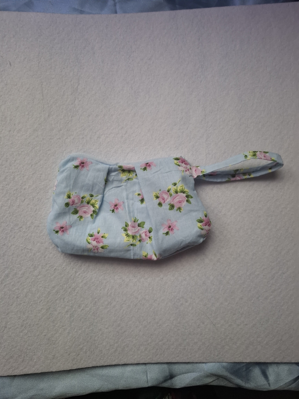 Floral Light Blue Mini Wristlet Bag